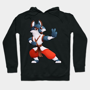 Kung fu master wolf in a kimono in a dynamic stance Hoodie